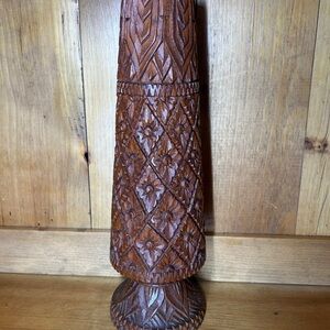 MCM Teak wood handcrafted vase.